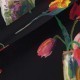 Floral print on mikado silk fabric