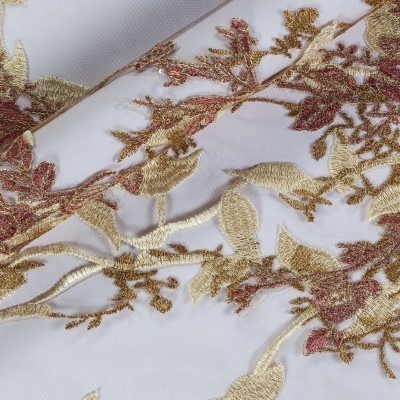 Floral lurex embroidey on tulle fabric