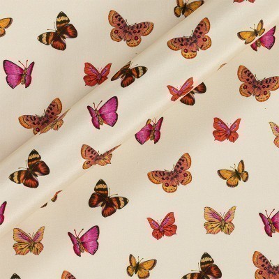 Butterfly print silk and cotton poplin