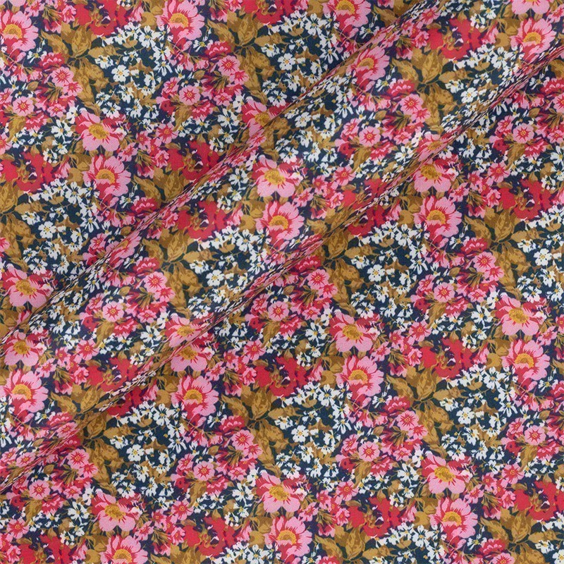 Floral print silk cotton poplin