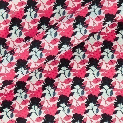 FABRIC WITH FLORAL PRINT ON SILK