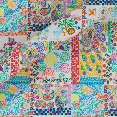 PATCHWORK PRINT ON COTTON AND SILK